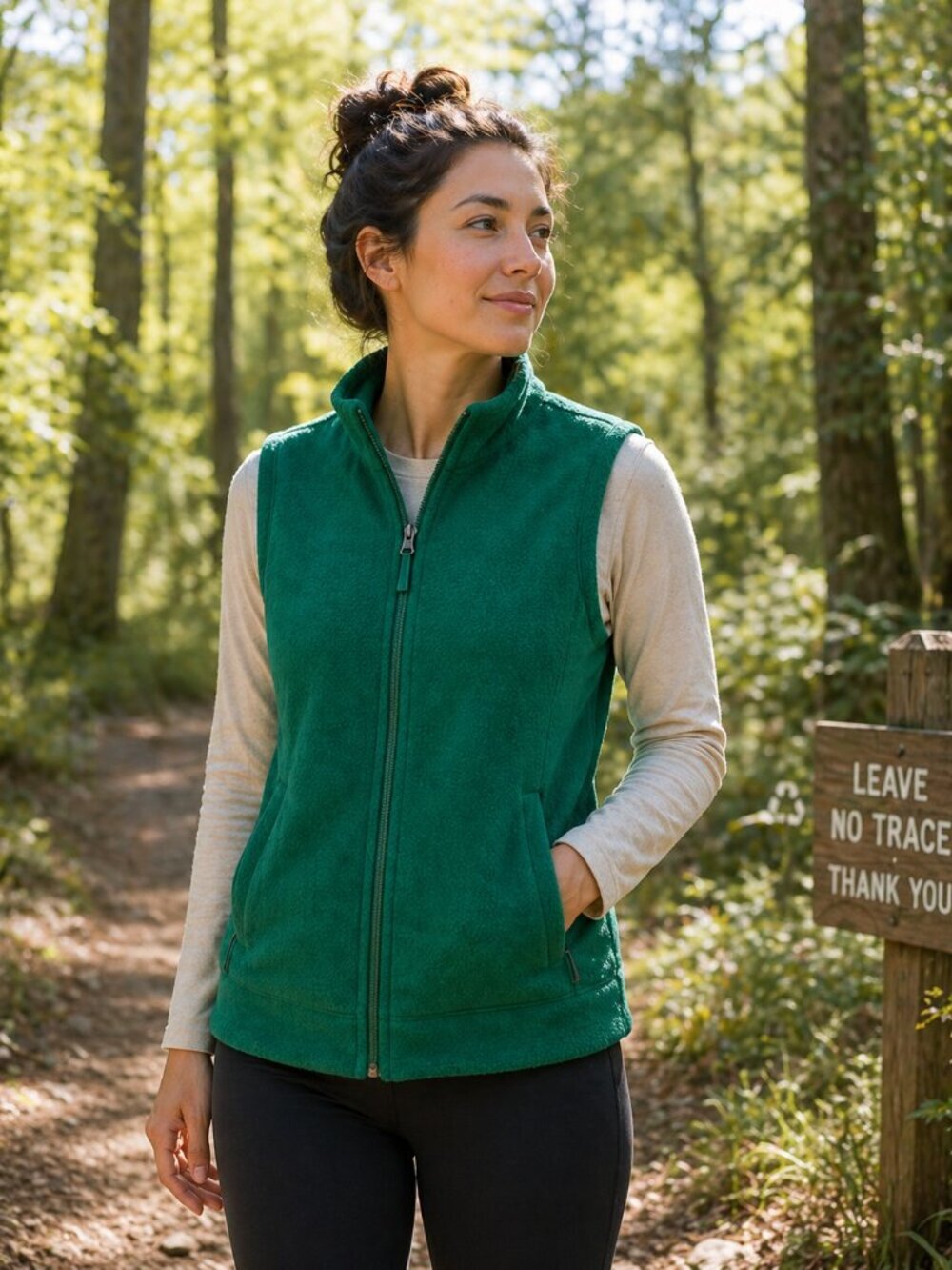 Soul + Sky Green Velour Fleece Zip Vest Women’s Large NWT